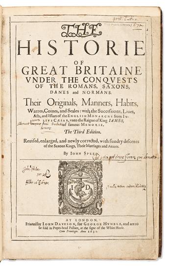 Speed, John (1552-1629) The Historie of Great Britaine under the Conquests of the Romans, Saxons, Danes, and Normans.